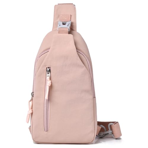 Vmokki Schultertasche Klein Ultraleicht Wasserdicht Rückenbelüftung Sling Bag Brusttasche Schulterrucksack Herren Damen für Freizeit Reise Urlaub Sport (Pink) von Vmokki