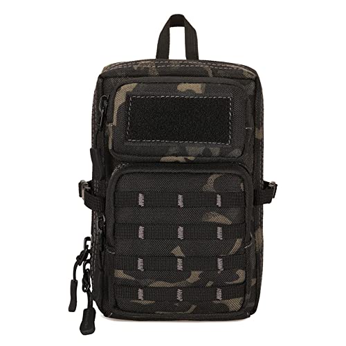 Vmokki Taktische Schultertasche Handytasche 6.5 Zoll Handy Zusatztasche Klein Umhängetasche Gürteltasche mit Molle System, Abnehmbarer Schultergurt (Schwarz Tarnfarbe) von Vmokki