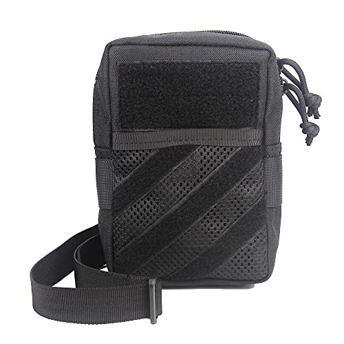 Vmokki Taktische Schultertasche Zusatztasche für Rucksack Klein Handytasche mit Molle System, Patch Klett-Fläche, Abnehmbar Schultergurt Umhängetasche Unisex (Schwarz) von Vmokki