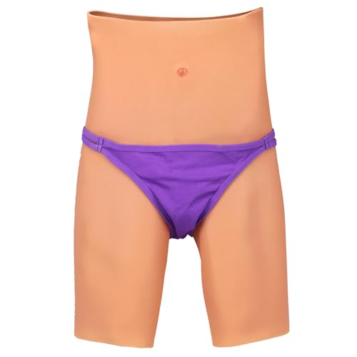 Vnmcry 2.0 Pro Silikon Shorts Weibliches Aussehen Gefälschte Vagina mit Katheter Erotische Hose Versteckende Gaff für Herren Transgender Crossdresser (ohne Haare, Gebräunte Haut - Größe XL) von Vnmcry