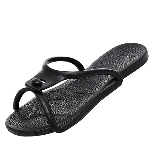 Hausschuhe faltbar Damen Herren Haus Sandalen tragbar rutschfest für Sommer Strand Badezimmer Reise, Schwarz , X-Large von Vnnigmn