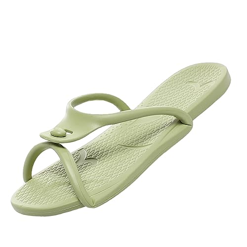 Hausschuhe faltbar Damen Herren Haus Sandalen tragbar rutschfest für Sommer Strand Badezimmer Reise, grün, X-Large von Vnnigmn