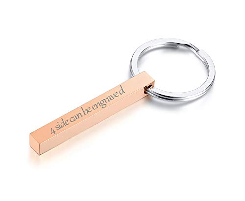 VNOX Personalisierte Kundenspezifische Paare BFF Brüder Schwestern Familie Partner Schlüsselanhänger 4Seiten Name 3D Vertikale Quader Bar Schlüsselanhänger Gepäck/Tasche Zubehör,Kostenlose Gravur von VNOX