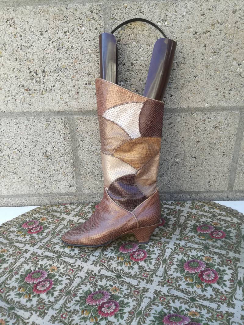 Nilo Python Schlange Vintage Stiefel Patchwork 1980Er 80Er Jahre Größe 36 von VntgDepartment