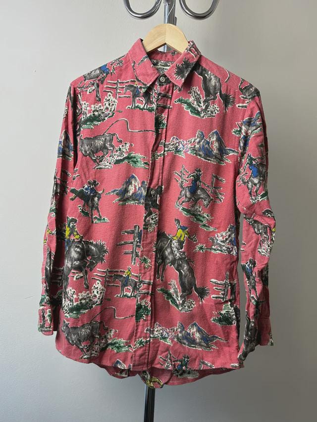Vintage 1990Er Jahre Shadow Boxer Western Cowboy Shirt Mit Aufdruck Made in Usa von VntgNoIntroductions