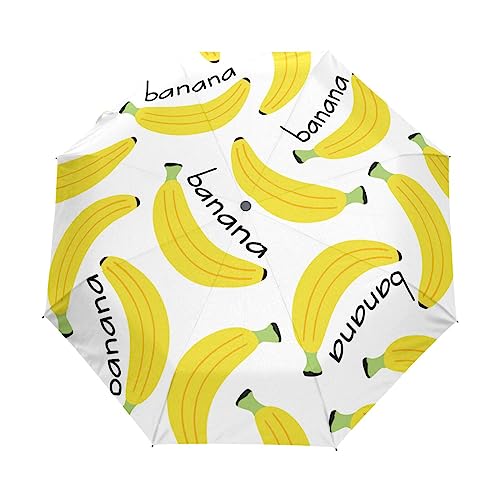 Bananen Gelbe Früchte Regenschirm Taschenschirm Kinder Jungen Mädchen UV-Schutz Auf-Zu Automatik Umbrella Verstärkt Winddichte Zusammenklappbar von Vnurnrn