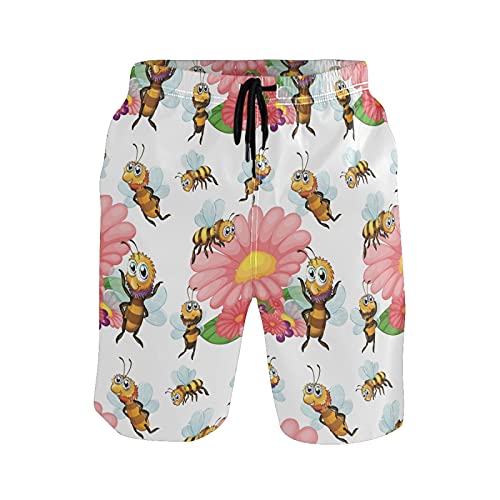 Cartoon Geschenk Baby Biene Blume Herren Badeshorts Badehose mit Mesh-Futter Boardshorts für Männer Surf Schwimmhose Sporthose von Vnurnrn