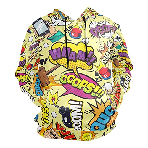 Comic-Elemente Bombe Wort Kapuzenpullover Sport Kapuzenpulli Herren Pullover 3D Druck Hoodie Sweatshirt Kapuzenjacke für Mädchen Jungen von Vnurnrn