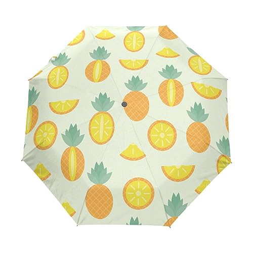 Cool Und Süß Sommer Ananas Regenschirm Taschenschirm Kinder Jungen Mädchen UV-Schutz Auf-Zu Automatik Umbrella Verstärkt Winddichte Zusammenklappbar von Vnurnrn