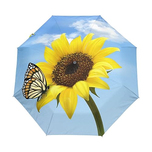 Der Blaue Schmetterling Regenschirm Taschenschirm Kinder Jungen Mädchen UV-Schutz Auf-Zu Automatik Umbrella Verstärkt Winddichte Zusammenklappbar von Vnurnrn