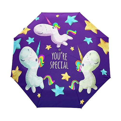 Einhörner Geschenke Regenschirm Taschenschirm Kinder Jungen Mädchen UV-Schutz Auf-Zu Automatik Umbrella Verstärkt Winddichte Zusammenklappbar von Vnurnrn