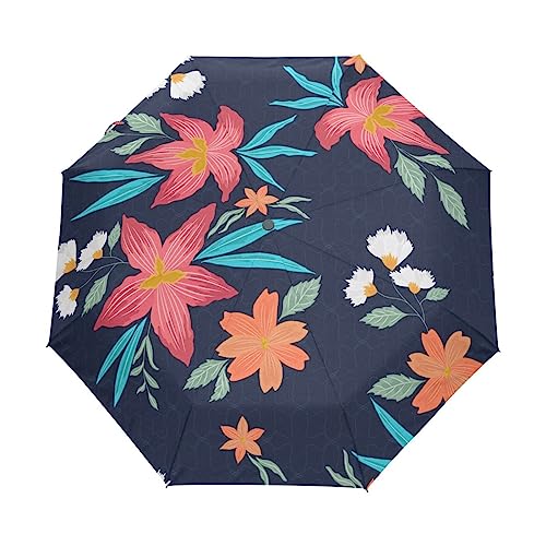 Gänseblümchen Blumenpflanzen Regenschirm Taschenschirm Kinder Jungen Mädchen UV-Schutz Auf-Zu Automatik Umbrella Verstärkt Winddichte Zusammenklappbar von Vnurnrn