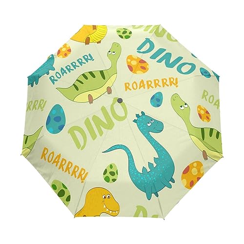 Kleine Dinosaurier Geschenke Regenschirm Taschenschirm Kinder Jungen Mädchen UV-Schutz Auf-Zu Automatik Umbrella Verstärkt Winddichte Zusammenklappbar von Vnurnrn