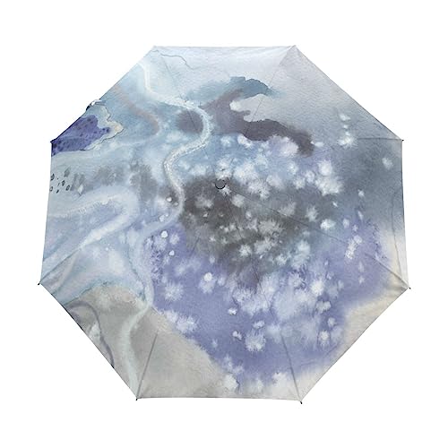 Kunst Aquarelle Marmor Edelsteine Regenschirm Taschenschirm Kinder Jungen Mädchen UV-Schutz Auf-Zu Automatik Umbrella Verstärkt Winddichte Zusammenklappbar von Vnurnrn