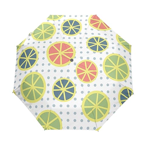 Kunst Schöne Zitronen Punkte Regenschirm Taschenschirm Kinder Jungen Mädchen UV-Schutz Auf-Zu Automatik Umbrella Verstärkt Winddichte Zusammenklappbar von Vnurnrn