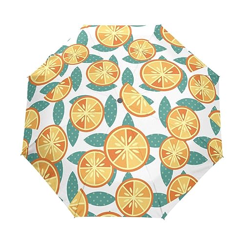 Kunst Zitronen-Orangenfrucht Regenschirm Taschenschirm Kinder Jungen Mädchen UV-Schutz Auf-Zu Automatik Umbrella Verstärkt Winddichte Zusammenklappbar von Vnurnrn