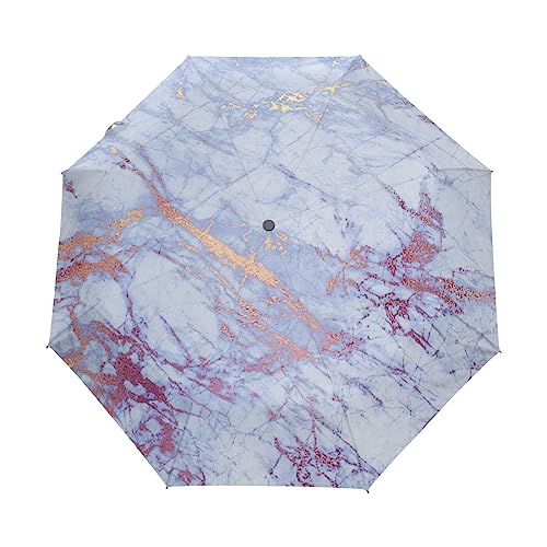 Modische Blaue Marmormuster Regenschirm Taschenschirm Kinder Jungen Mädchen UV-Schutz Auf-Zu Automatik Umbrella Verstärkt Winddichte Zusammenklappbar von Vnurnrn