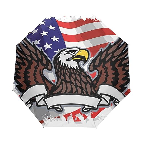 Us-Flagge Eagle Tier Regenschirm Taschenschirm Kinder Jungen Mädchen UV-Schutz Auf-Zu Automatik Umbrella Verstärkt Winddichte Zusammenklappbar von Vnurnrn