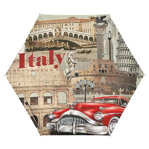 Vnurnrn Europäisches Italien Auto Auf-Zu Automatik Schirme Regenschirm Taschenschirm Kompakt UV-Schutz Reise Schirm für Jungen Mädchen Strand Frauen von Vnurnrn