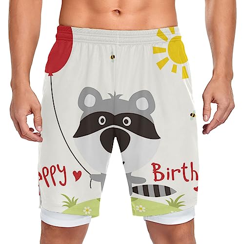 Vnurnrn Glückwunsch Zum Geburtstag, Wolf Fuchs Badeshorts Badehose Sporthose Boardshorts mit Mesh-Futter für Jungs Männer von Vnurnrn