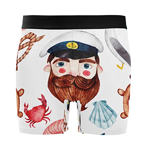 Vnurnrn Kapitän Ozeankrabbe Muschel Boxershorts Herren 2er Pack Männer Unterwäsche Unterhosen Men Boxer Retroshorts Baumwolle von Vnurnrn