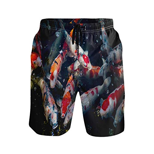 Vnurnrn Kunst Japaner Glück Koi Fisch Herren Badeshorts Badehose mit Mesh-Futter Boardshorts für Männer Surf Schwimmhose Sporthose von Vnurnrn