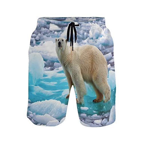 Vnurnrn Kunst Niedlich Eisbär Tier Herren Badeshorts Badehose mit Mesh-Futter Boardshorts für Männer Surf Schwimmhose Sporthose von Vnurnrn