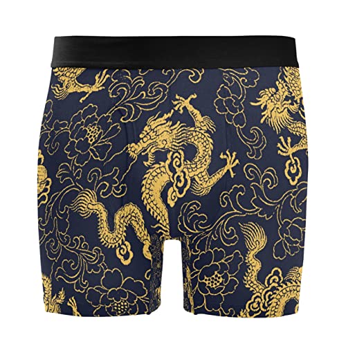 Vnurnrn Kunst Vintage Japanisches Drachentier Boxershorts Herren 2er Pack Männer Unterwäsche Unterhosen Men Boxer Retroshorts Baumwolle von Vnurnrn