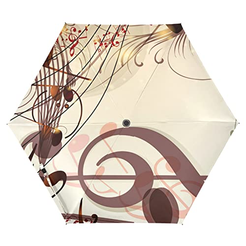 Vnurnrn Kunstmusik Note Auf-Zu Automatik Schirme Regenschirm Taschenschirm Kompakt UV-Schutz Reise Schirm für Jungen Mädchen Strand Frauen von Vnurnrn