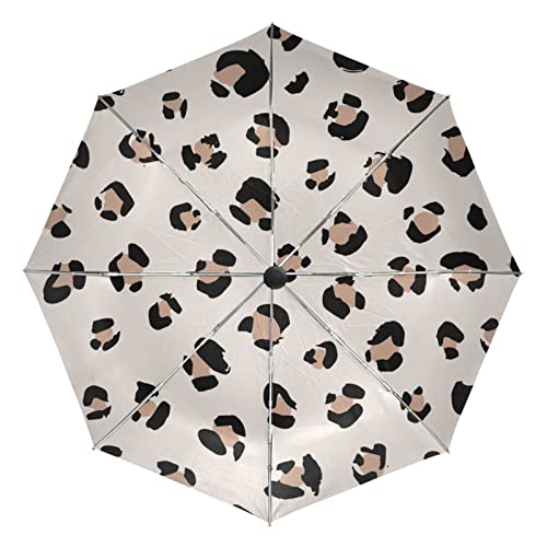 Vnurnrn Leopardenmuster Haut Tier Süß Regenschirm Automatik Auf-Zu UV-Schutz Umbrella Leicht Kompakt Schirme für Jungen Mädchen Reise Frauen von Vnurnrn