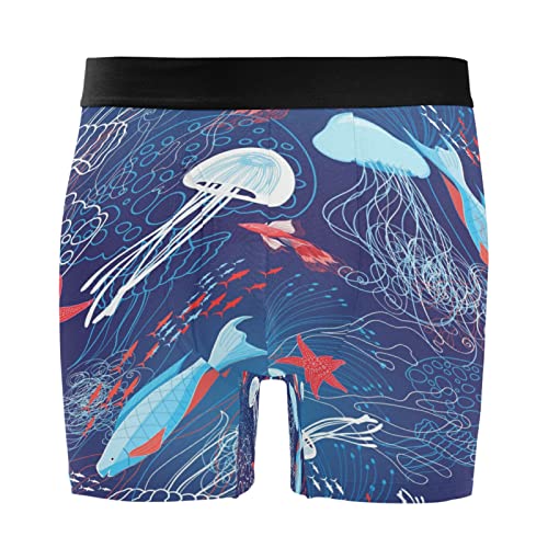 Vnurnrn Ozean Koi Fisch Muschel Blaues Meer Boxershorts Herren 2er Pack Männer Unterwäsche Unterhosen Men Boxer Retroshorts Baumwolle von Vnurnrn