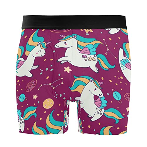 Vnurnrn Regenbogen Einhorn Weltraumstern Boxershorts Herren 2er Pack Männer Unterwäsche Unterhosen Men Boxer Retroshorts Baumwolle von Vnurnrn