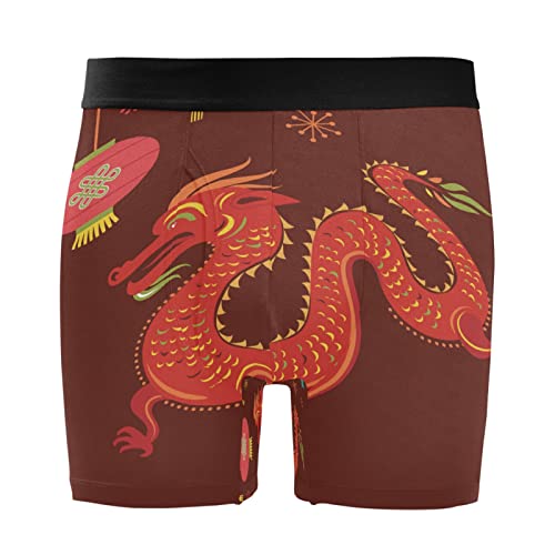 Vnurnrn Roter Drache Chinesisch Festlich Boxershorts Herren 2er Pack Männer Unterwäsche Unterhosen Men Boxer Retroshorts Baumwolle von Vnurnrn