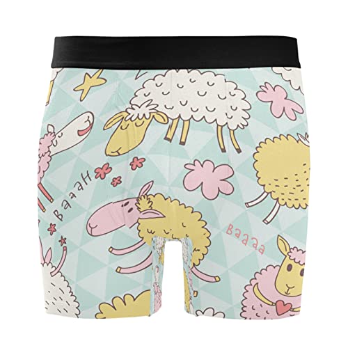 Vnurnrn Schaf Tier Niedliche Babykarikatur Boxershorts Herren 2er Pack Männer Unterwäsche Unterhosen Men Boxer Retroshorts Baumwolle von Vnurnrn