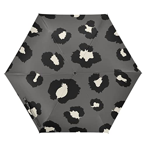 Vnurnrn Schwarz-Weiß-Leopardenmuster Auf-Zu Automatik Schirme Regenschirm Taschenschirm Kompakt UV-Schutz Reise Schirm für Jungen Mädchen Strand Frauen von Vnurnrn