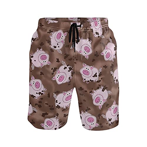 Vnurnrn Süßes Baby Geschenk Schwein Schweinchen Herren Badeshorts Badehose mit Mesh-Futter Boardshorts für Männer Surf Schwimmhose Sporthose von Vnurnrn