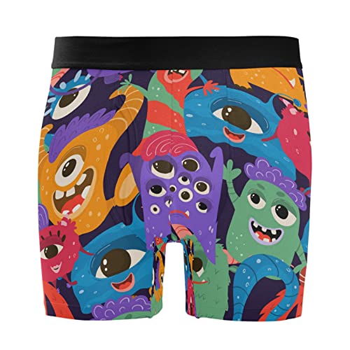 Vnurnrn Süßes Baby Monster Cartoon Halloween Boxershorts Herren 2er Pack Männer Unterwäsche Unterhosen Men Boxer Retroshorts Baumwolle von Vnurnrn