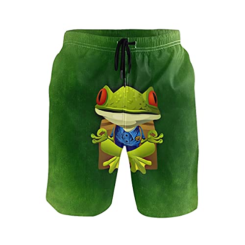 Vnurnrn Süßes Tierbaby Frosch Herren Badeshorts Badehose mit Mesh-Futter Boardshorts für Männer Surf Schwimmhose Sporthose von Vnurnrn