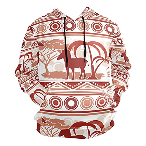 Vnurnrn Vintage Afrika Wildes Tier Kapuzenpullover Sport Kapuzenpulli Herren Pullover 3D Druck Hoodie Sweatshirt Kapuzenjacke für Mädchen Jungen von Vnurnrn