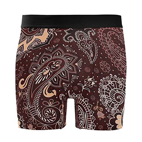 Vnurnrn Vintage Traditionelles Braunes Blumenmuster Boxershorts Herren 2er Pack Männer Unterwäsche Unterhosen Men Boxer Retroshorts Baumwolle von Vnurnrn