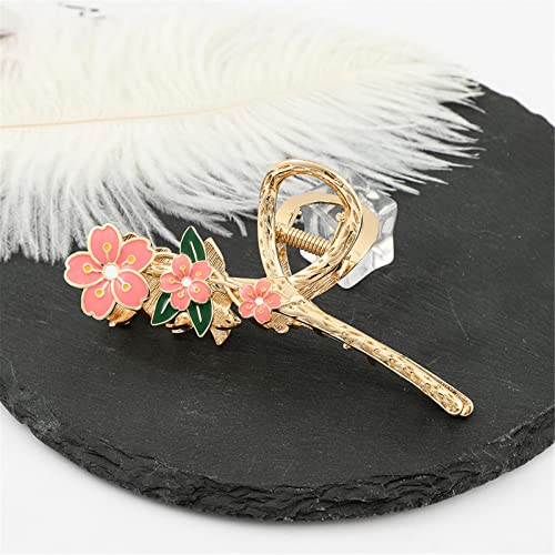 Krallenclips, Haarkrallen, Haifischclips, Literarische und süße Lilien-Blumen-Haarklammer for Damen, Metall-Haarnadel, Hai-Clip, Kopfbedeckung 05 (Color : 2) von VoOqo