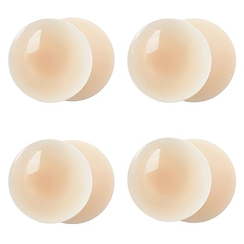 Voarge 4 Paar Nippelpads Wiederverwendbar,Senseless Hypoallergenic Silikon Nippelabdeckung, Silikon Aufkleber Nippelabdeckungen, 8cm von Voarge