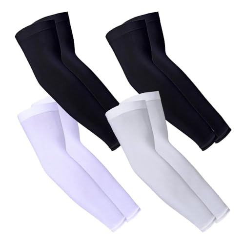 Voarge 4 Paare Kühlung UV-Schutz Ärmlinge, Armstulpen für Herren Damen UV Schutz Arm Sleeves Kühlarmschutz UPF 50+, Armstulpen für Basketball, Fußball, Volleyball, Reiten (Schwarz + Grau + Weiß) von Voarge