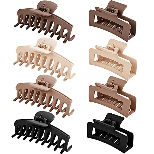 Voarge 8 Stück Große Haarklammer Damen, 2 Stile Haarklammer Große Dickes Haar, 11cm,Haar Rutschfestes Haar Claw Clip Haarstyling-Zubehör für Frauen,für dünne, feine und lange Haarklammern, von Voarge