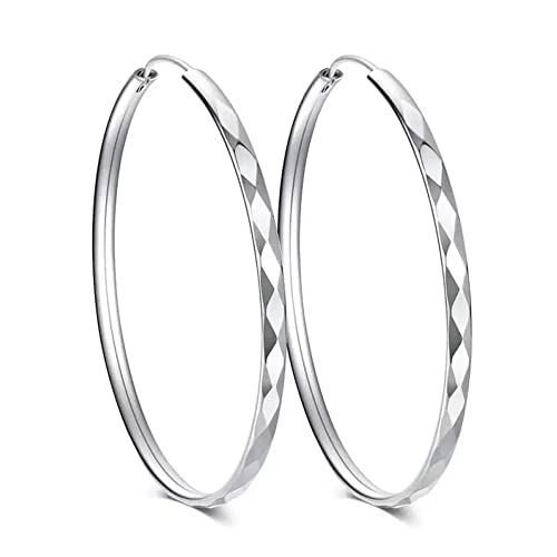 Voarge 925 Sterling Silber Kreis Endless Creolen für Frauen Mädchen, Modeschmuck 40mm Groß mit Geschenkbox zum Alltag Party Hochzeit von Voarge