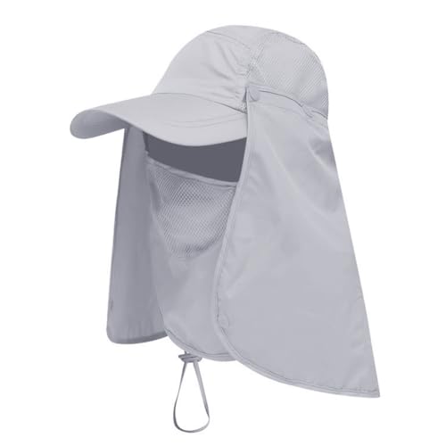 Voarge Anti-UV Sonnenschutzkappe mit Abnehmbarer Gesichtsmaske Hut Halsabdeckung und Gesicht UV-Gesichtsschild für Männer Frauen (Silber) von Voarge