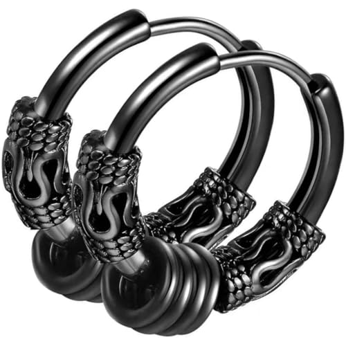 Voarge Creolen Medizinischer Edelstahl Vintage Perforierter Knorpelschmuck Ohrring Creolen Geeignet für Männer und Frauen Punk Hip Hop Ohrringe Hypoallergen Schwarz von Voarge