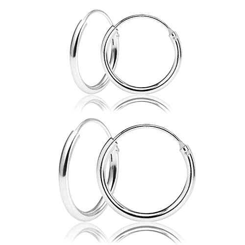 Voarge Creolen silber für Damen aus echt 925 Sterling Silber, Ohrringe Hoop Kreis für Mädchen/Jungen, Modeschmuck mit Geschenkbox, Durchmesser-15/20MM von Voarge