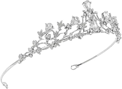 Voarge Hochzeit Braut Krone Tiara Kristall-Damen-Haar-Krone Hochzeit Braut Haarschmuck Prinzessin Krone für Geburtstag Hochzeit Festzug Abschlussball Party von Voarge