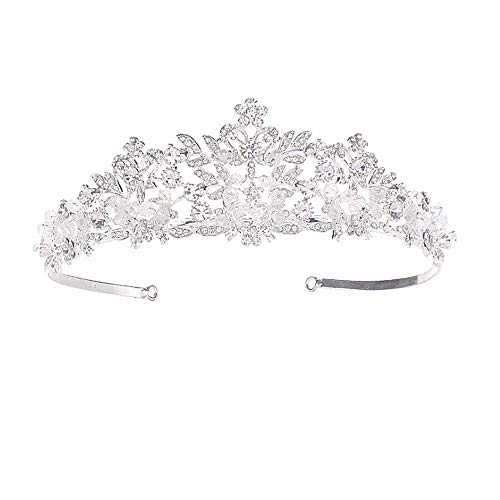 Voarge Tiara Kristallkrone für Bridal, Prinzessin Diadem Hochzeit Tiara Crown, Vintage Prinzessin Krone, für Hochzeit Geburtstag Prom Brautdusche Weihnachten Halloween Kostüm (Blütenform) von Voarge